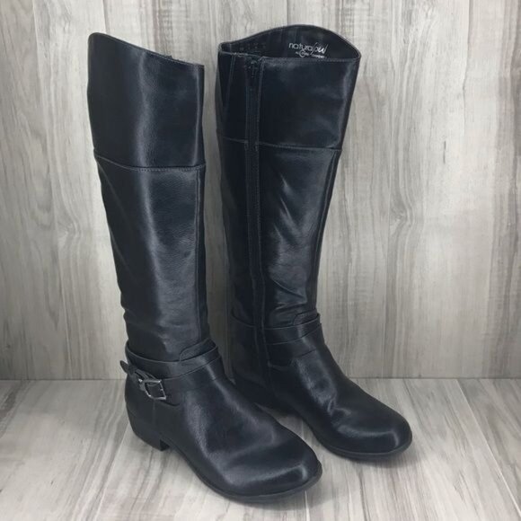 Natural Soul Boots Women's 6 Variant Black Riding Tall Knee High Sidee Zip - Picture 4 of 10